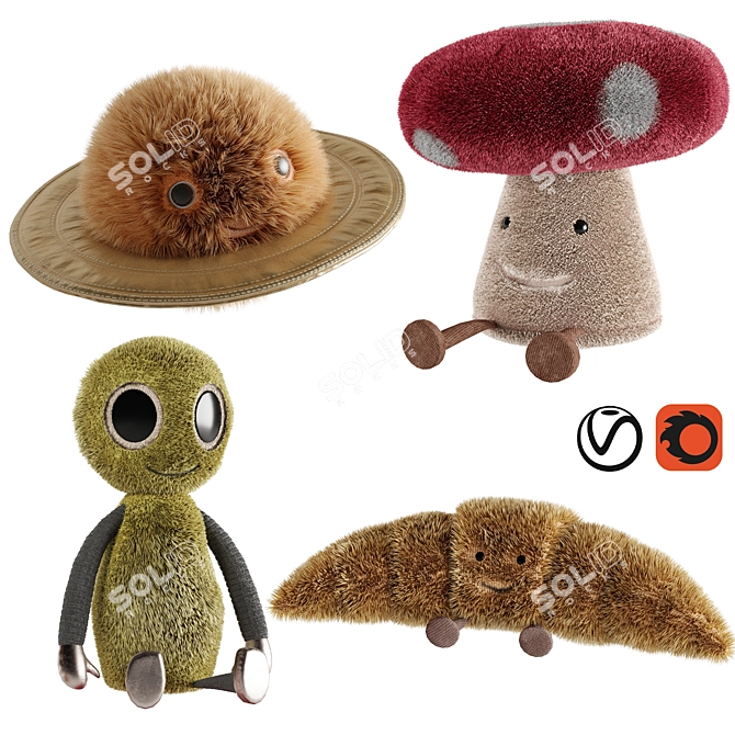 Furry Modle Toy Set 3D model image 1