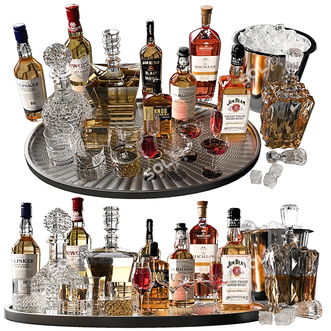 Luxury Whiskey Decanter Set No2 3D model image 1