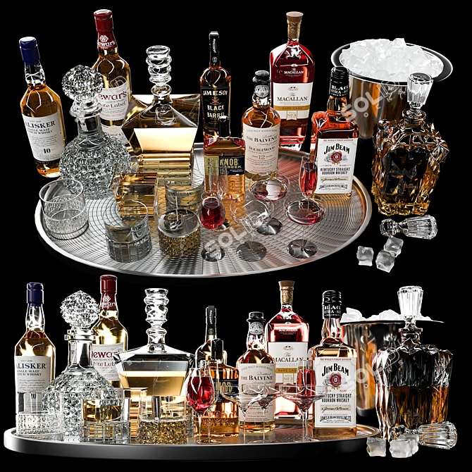 Luxury Whiskey Decanter Set No2 3D model image 2