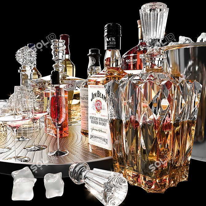 Luxury Whiskey Decanter Set No2 3D model image 5