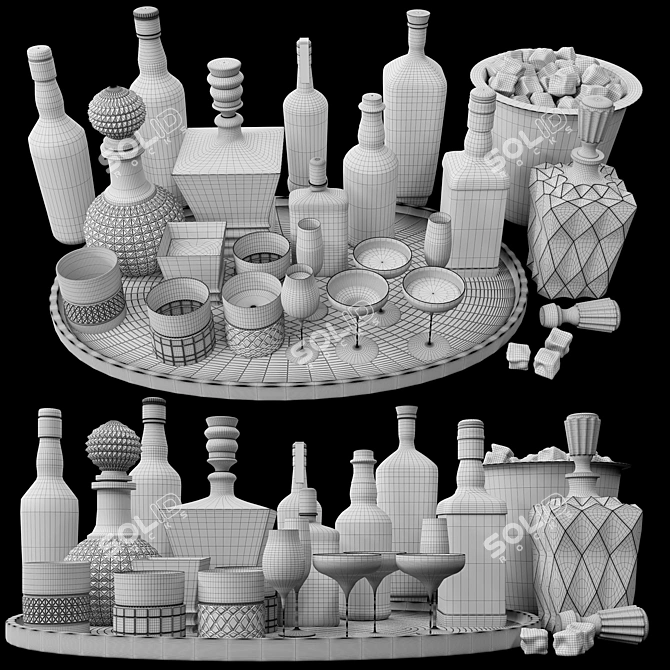 Luxury Whiskey Decanter Set No2 3D model image 8