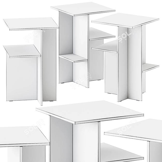 Sleek Modern Atik Bedside Table 3D model image 4