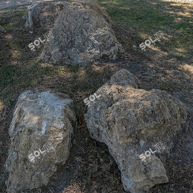 Natural Stone Landscaping Set 3D model image 6