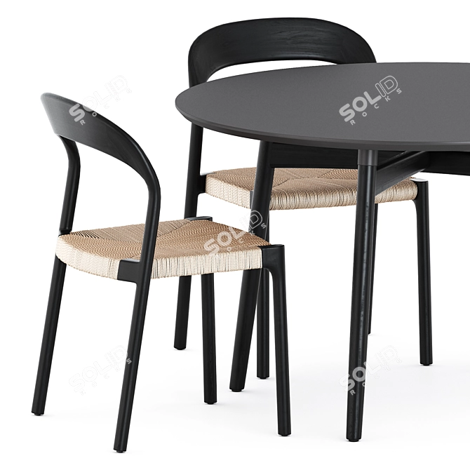 Modern Ticino Chairs & Round Table 3D model image 2