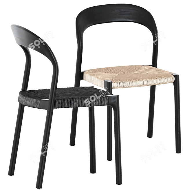 Modern Ticino Chairs & Round Table 3D model image 4
