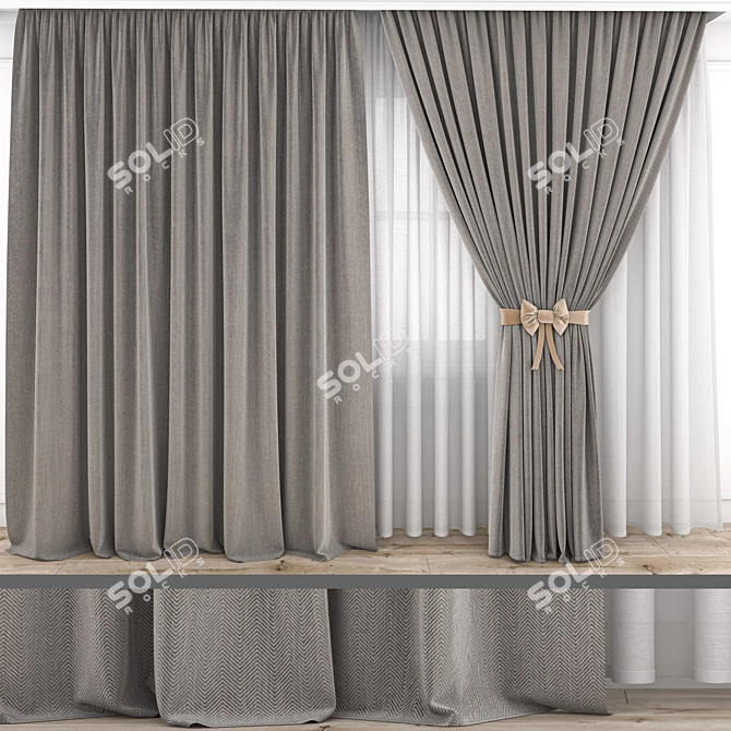 Modern Curtain Model 3D Sketch 3D model image 1