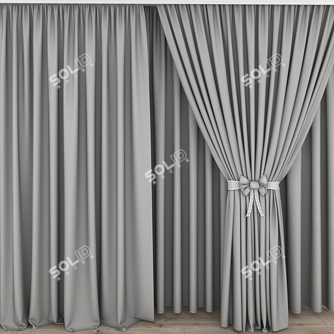 Modern Curtain Model 3D Sketch 3D model image 3