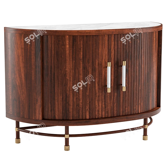 Modern Tamboured Cabinet, Luxe Design 3D model image 1