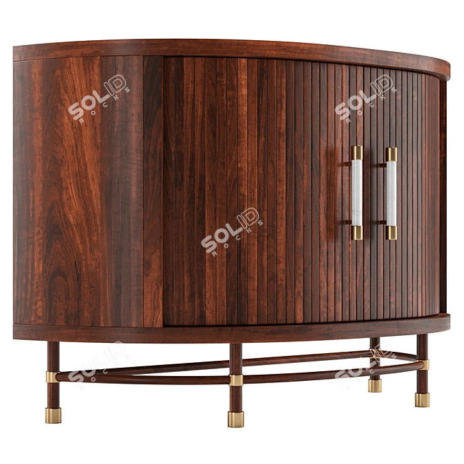 Modern Tamboured Cabinet, Luxe Design 3D model image 4