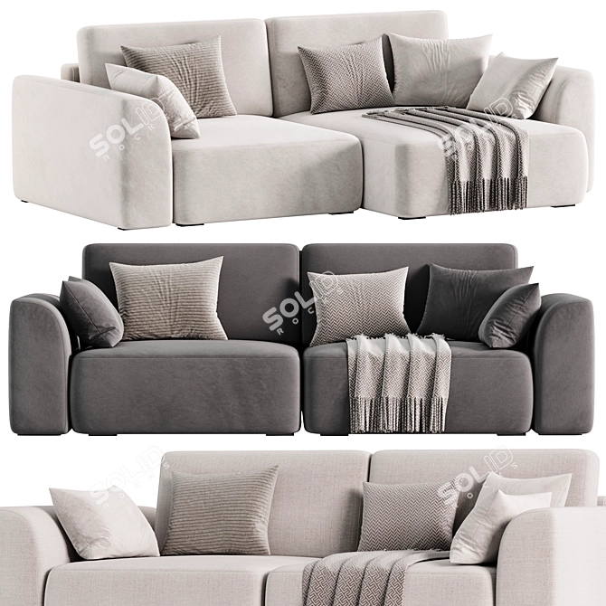 Sleek Beige Corner Sofa 3D model image 1