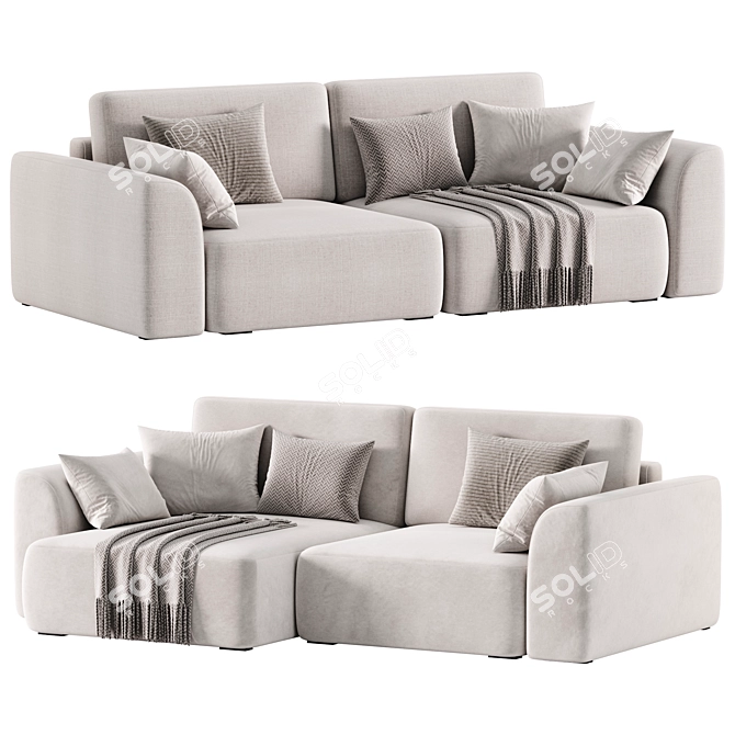 Sleek Beige Corner Sofa 3D model image 2