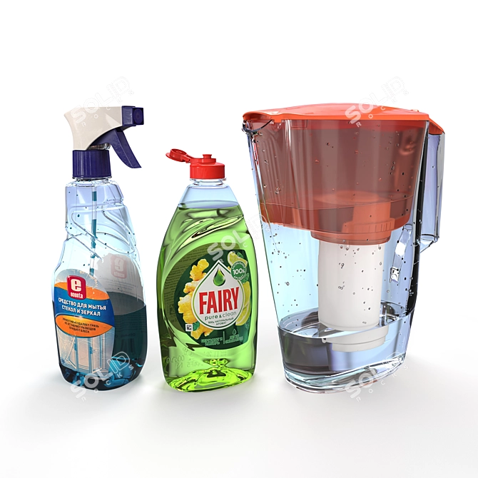 Household Chemicals: Organized Essentials 3D model image 1