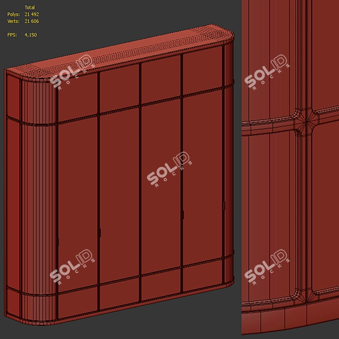 Bespoke Kushi Wardrobe Cabinet 3D model image 7