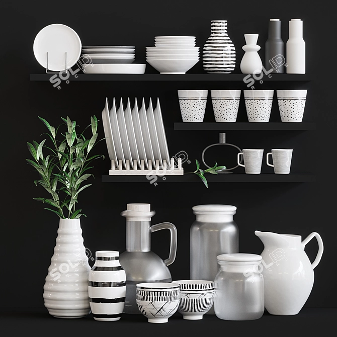 Scandi Kitchen Decor Set 3D model image 1