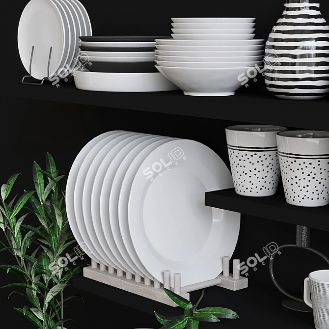 Scandi Kitchen Decor Set 3D model image 2