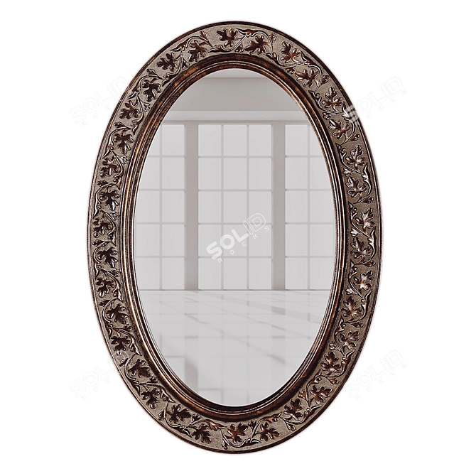 Embossed Leaf Oval Wall Mirror 3D model image 1