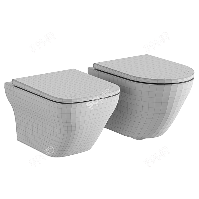 Modern Wall-Mounted Washdown Toilets 3D model image 2