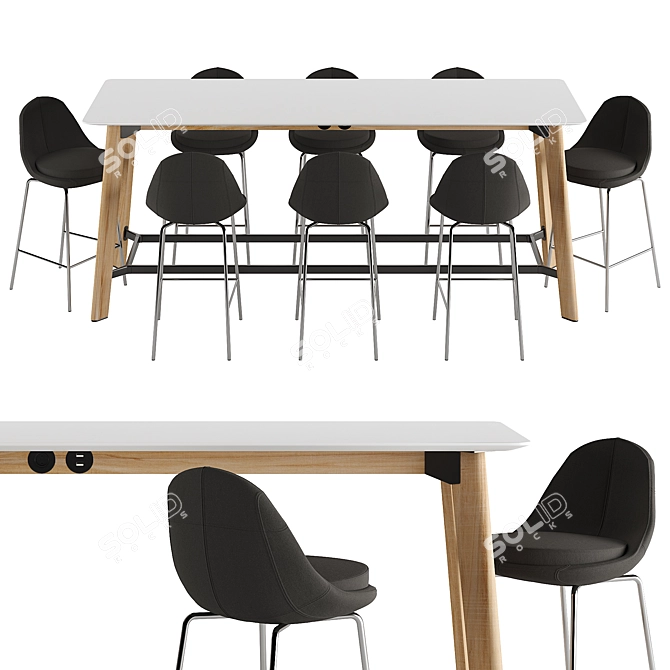 Modern Height Table & Stool 3D model image 1