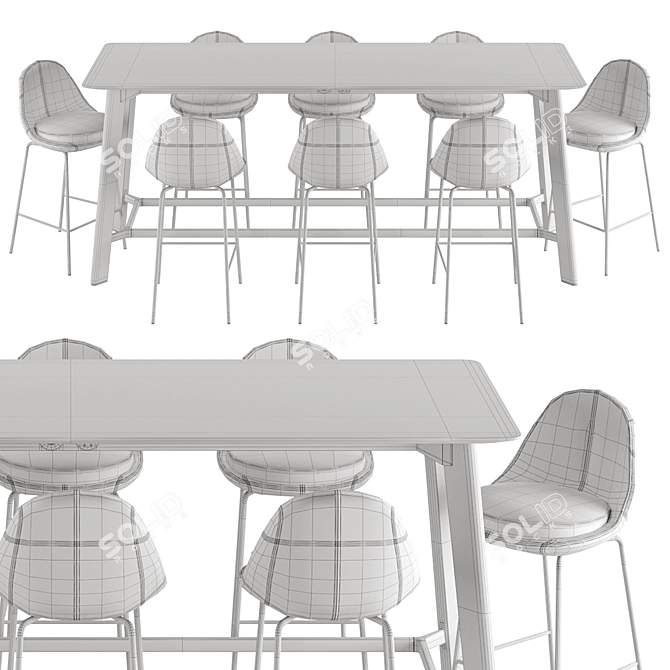 Modern Height Table & Stool 3D model image 6
