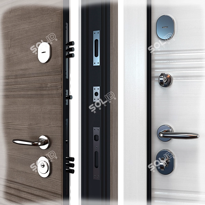 Vanessa Metal Entry Door, Locks, 3D Files 3D model image 2