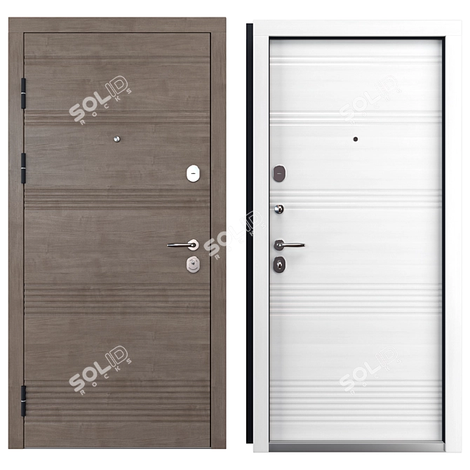 Vanessa Metal Entry Door, Locks, 3D Files 3D model image 3
