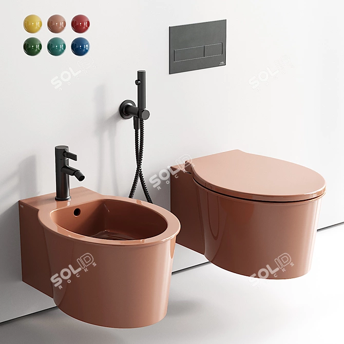 I Catini Wall-Hung Ceramics Set 3D model image 1