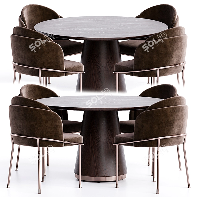 Modern Dining Set with Accessories 3D model image 1