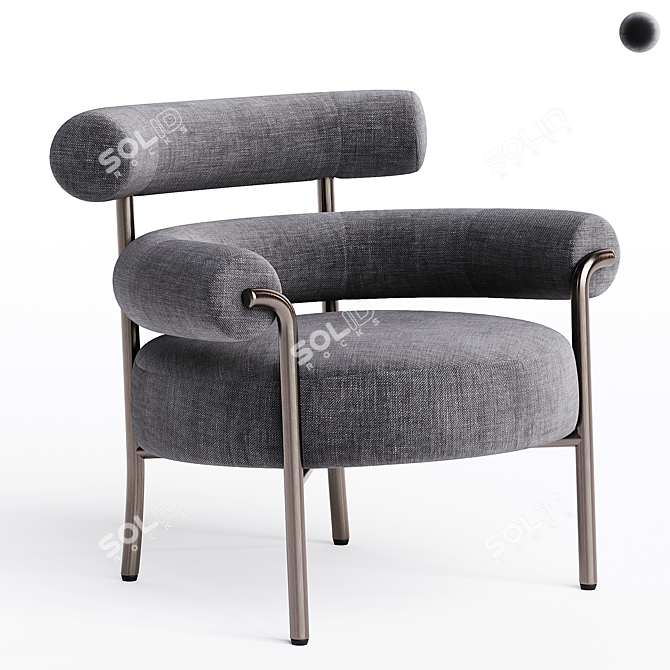 Olio fabric armchair with armrests 3D model image 1