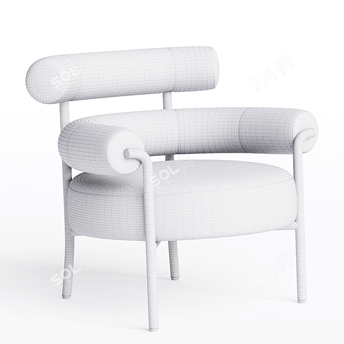 Olio fabric armchair with armrests 3D model image 4