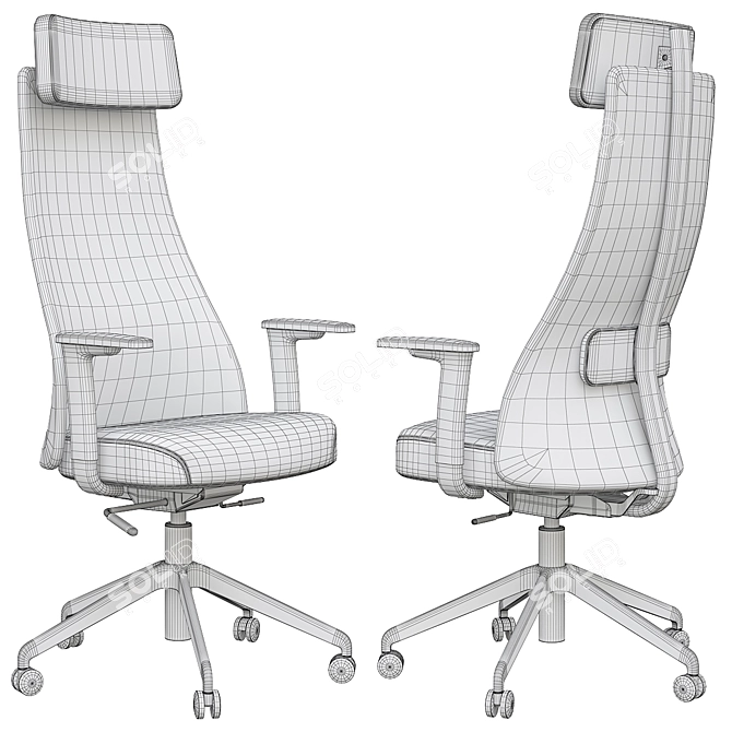 Ergonomic Office Chair with Armrests 3D model image 5