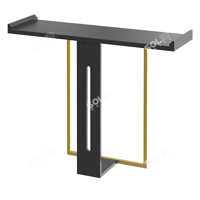 Elegant Black & Gold Console 3D model image 1