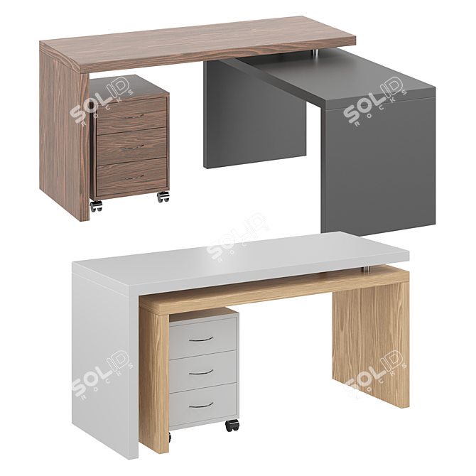 Modern L-Shaped Swivel Desk 3D model image 1