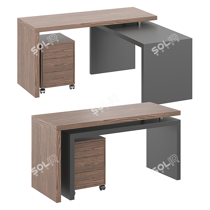 Modern L-Shaped Swivel Desk 3D model image 3