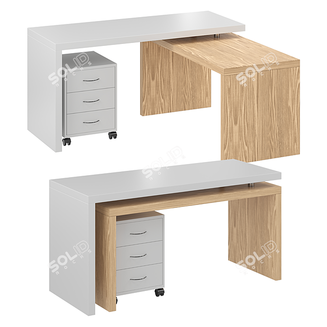 Modern L-Shaped Swivel Desk 3D model image 4