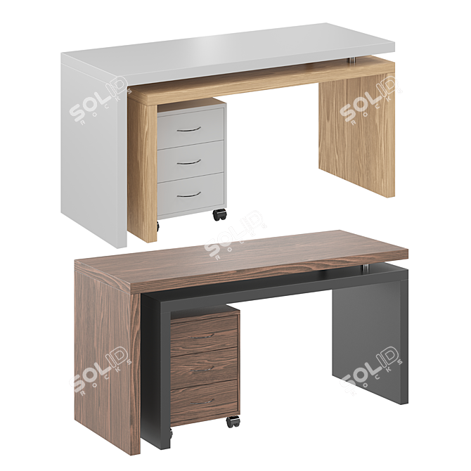 Modern L-Shaped Swivel Desk 3D model image 5