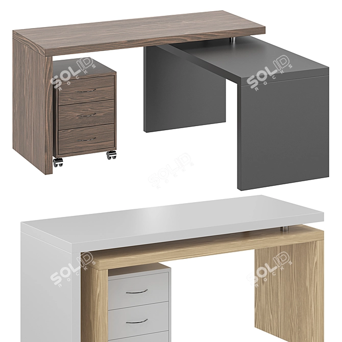 Modern L-Shaped Swivel Desk 3D model image 7