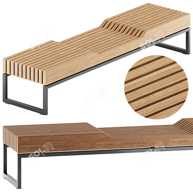 Vestre PORTO Bench 403, 240cm 3D model image 1