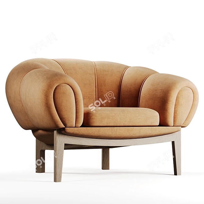 Luxurious Brown Velvet Lounge Chair 3D model image 1