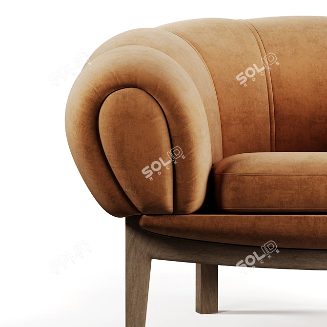 Luxurious Brown Velvet Lounge Chair 3D model image 2