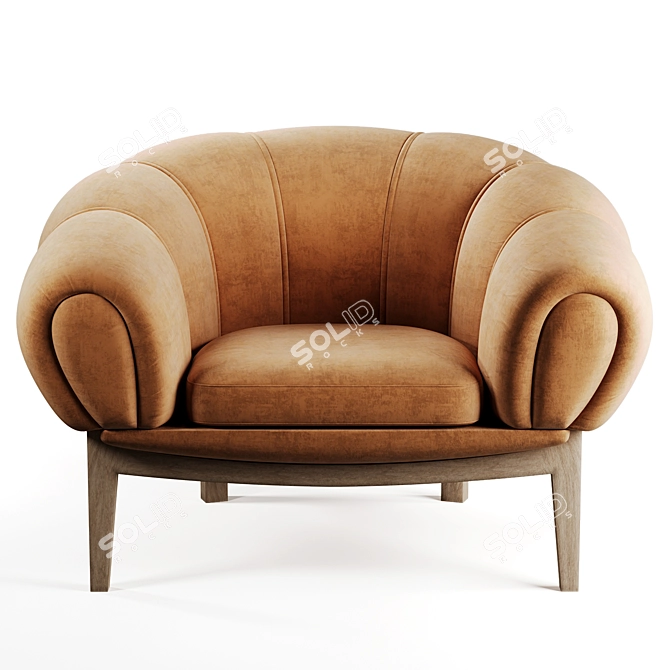 Luxurious Brown Velvet Lounge Chair 3D model image 3