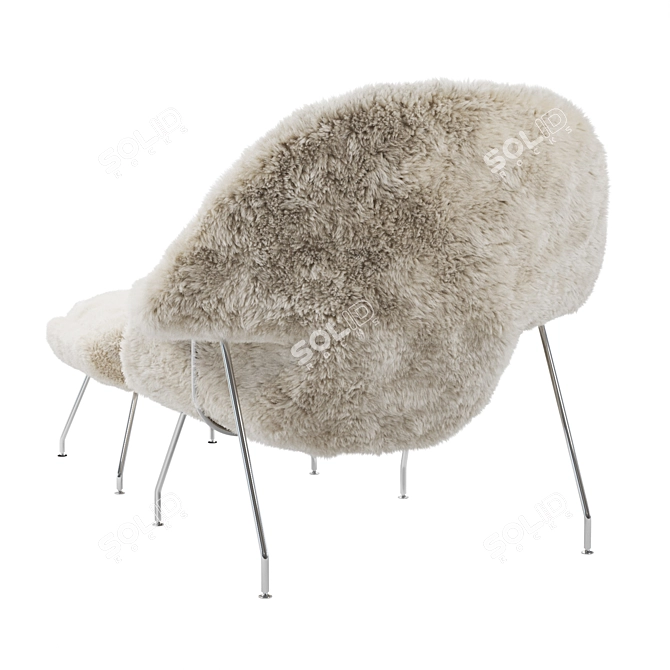 Sheepskin Womb Chair Ottoman Set 3D model image 2