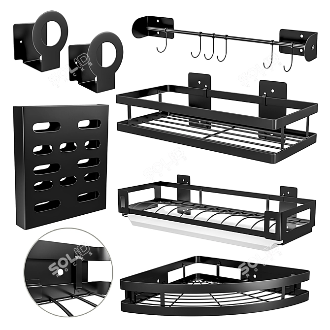 Kitchen Organizer Shelf Rack Set 3D model image 1