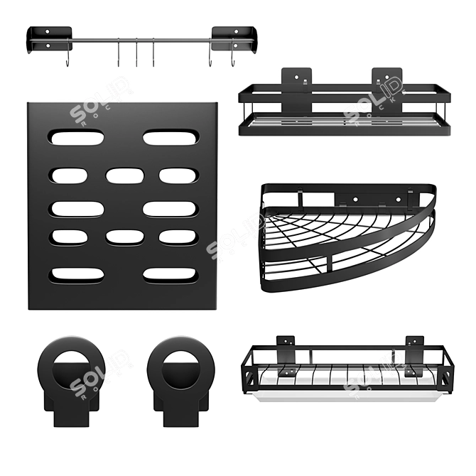 Kitchen Organizer Shelf Rack Set 3D model image 2