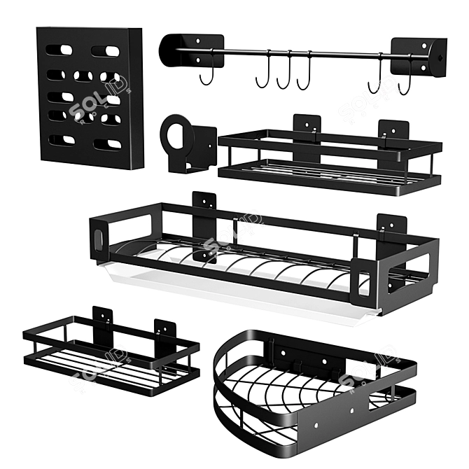 Kitchen Organizer Shelf Rack Set 3D model image 3