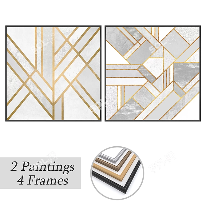 Wall Art Set with Multiple Frames 3D model image 1