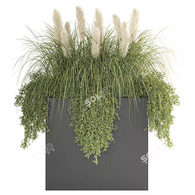 Pampas Grass Metal Planter Outdoor 3D model image 3