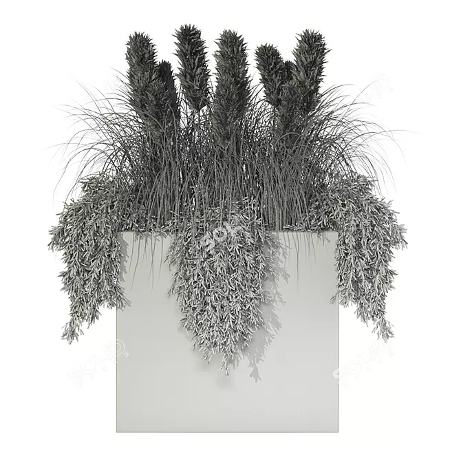 Pampas Grass Metal Planter Outdoor 3D model image 5