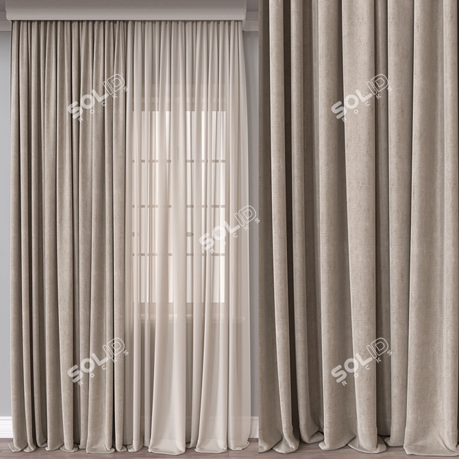 Versatile 3D Curtain Model Set 3D model image 1