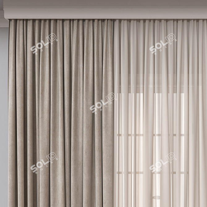 Versatile 3D Curtain Model Set 3D model image 2