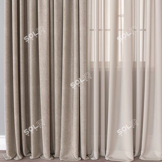 Versatile 3D Curtain Model Set 3D model image 3